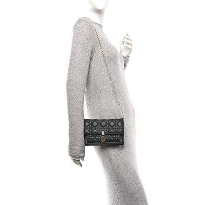 Christian Dior Lambskin Cannage Chain My Dior Daily Chain Pouch Black