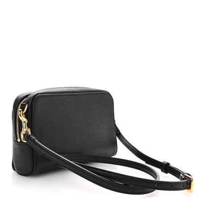 Christian Dior Grained Calfskin Caro Double Pouch Black