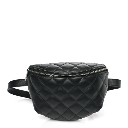 Chanel Calfskin Quilted Waist Belt Bag Black