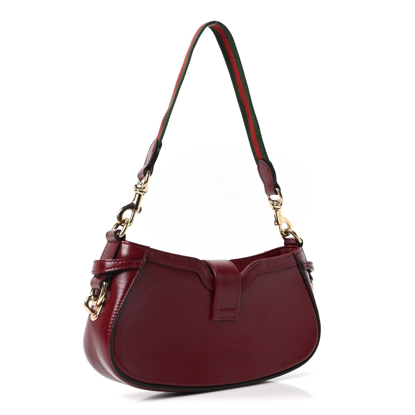 Gucci Calfskin Mini Moon Side Shoulder Bag Rosso Ancora