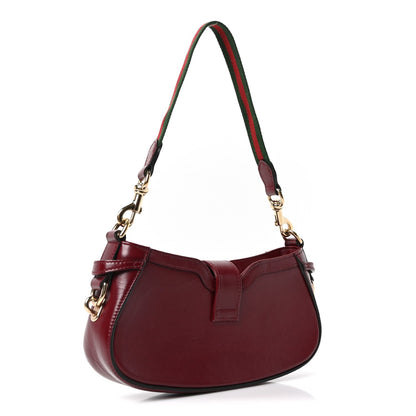 Gucci Calfskin Mini Moon Side Shoulder Bag Rosso Ancora