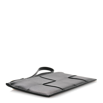 Bottega Veneta Lambskin Maxi Intrecciato Bill Pouch Black