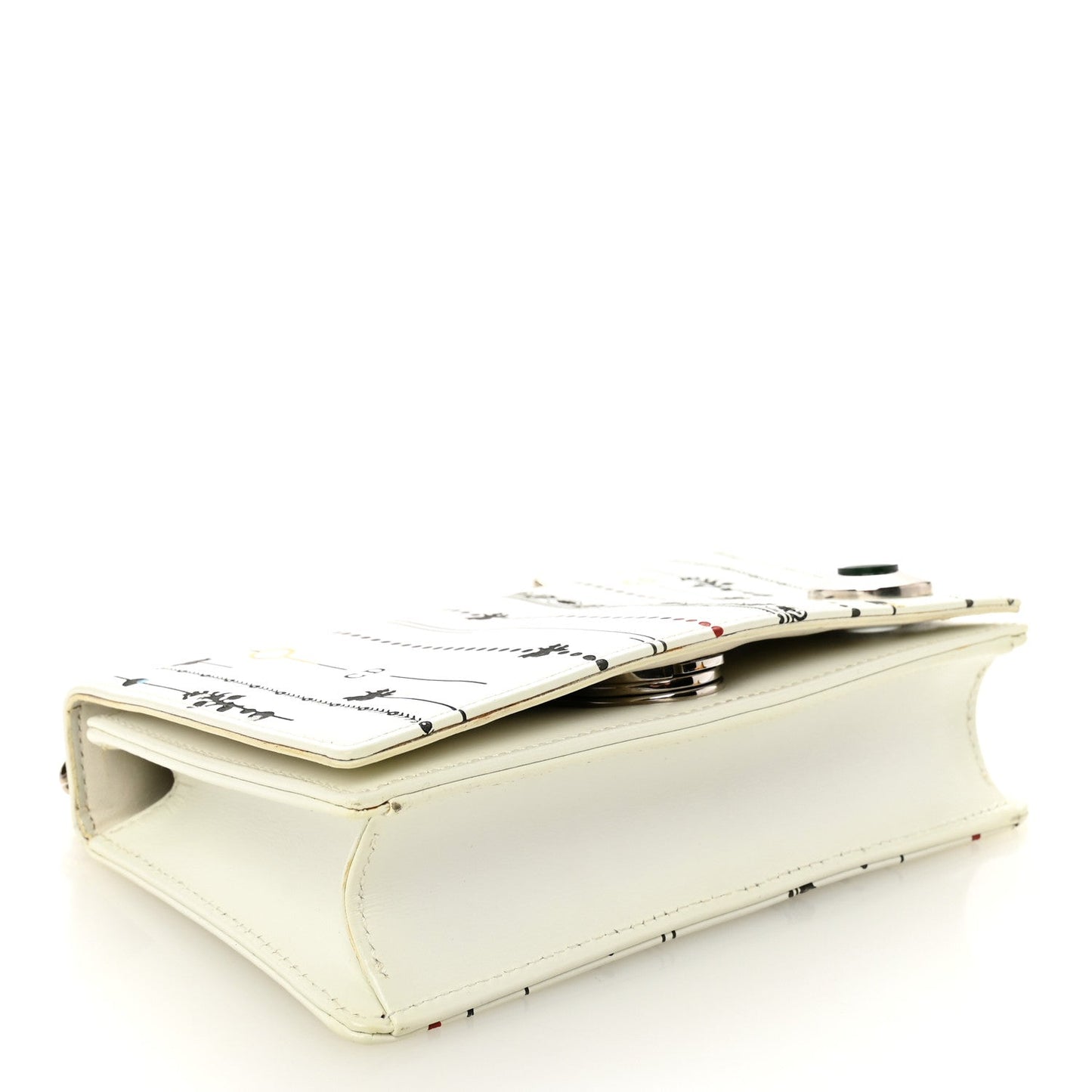 Christian Dior Calfskin Printed Mini Diorama Flap Bag White