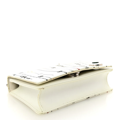 Christian Dior Calfskin Printed Mini Diorama Flap Bag White