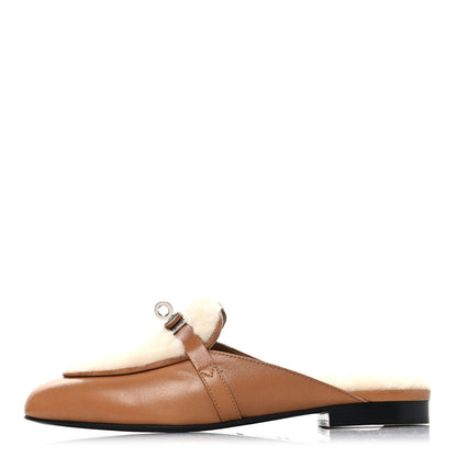 Hermes Goatskin Shearling Womens Oz Mules 36 Naturel Ecru