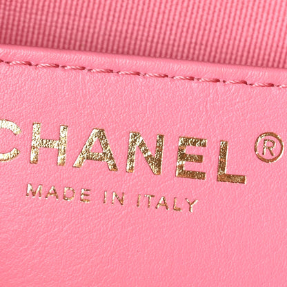 Chanel Caviar Quilted CC Small Top Handle Vanity Case Pink