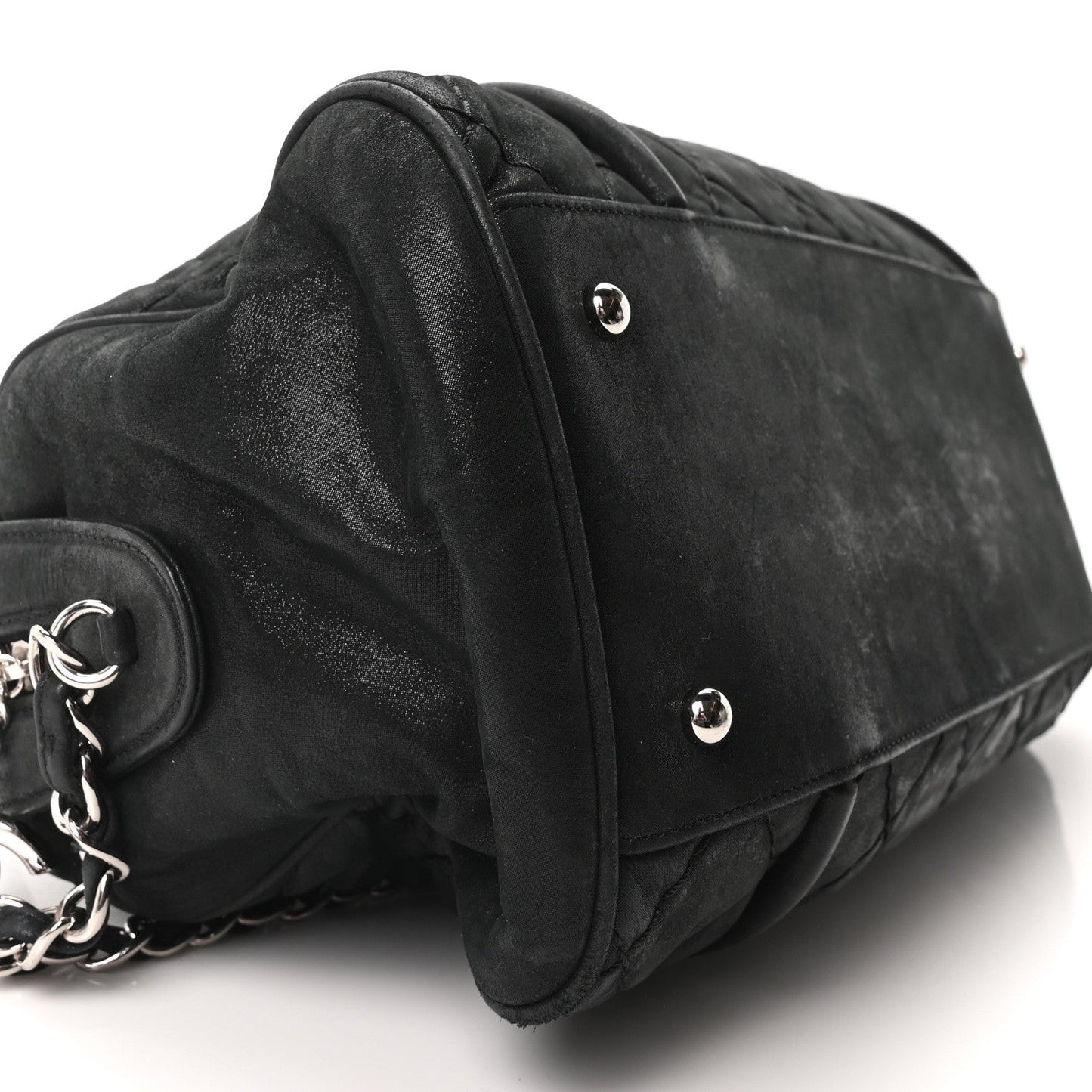 Chanel Iridescent Calfskin Quilted Relax CC Bowler Bag Black