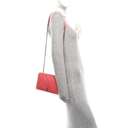 Chanel Crumpled Calfskin Quilted Bi Vintage Small Single Flap Pink