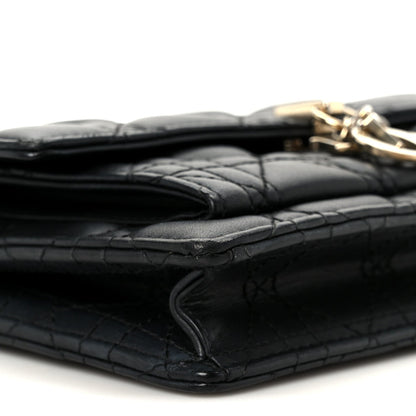 Christian Dior Lambskin Cannage Chain My Dior Daily Chain Pouch Black