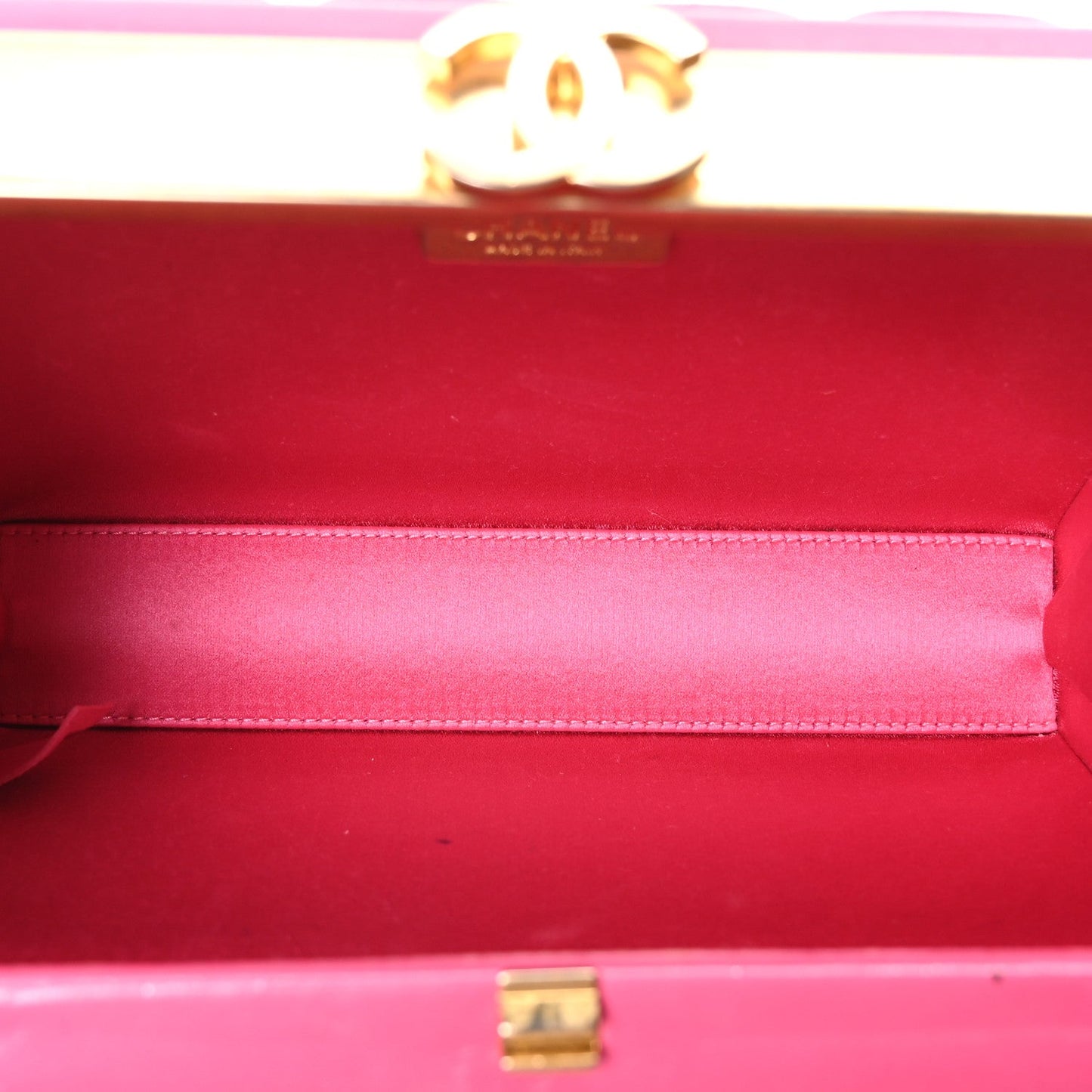 Chanel Lambskin Chocolate Bar Lock Clutch Bag Pink