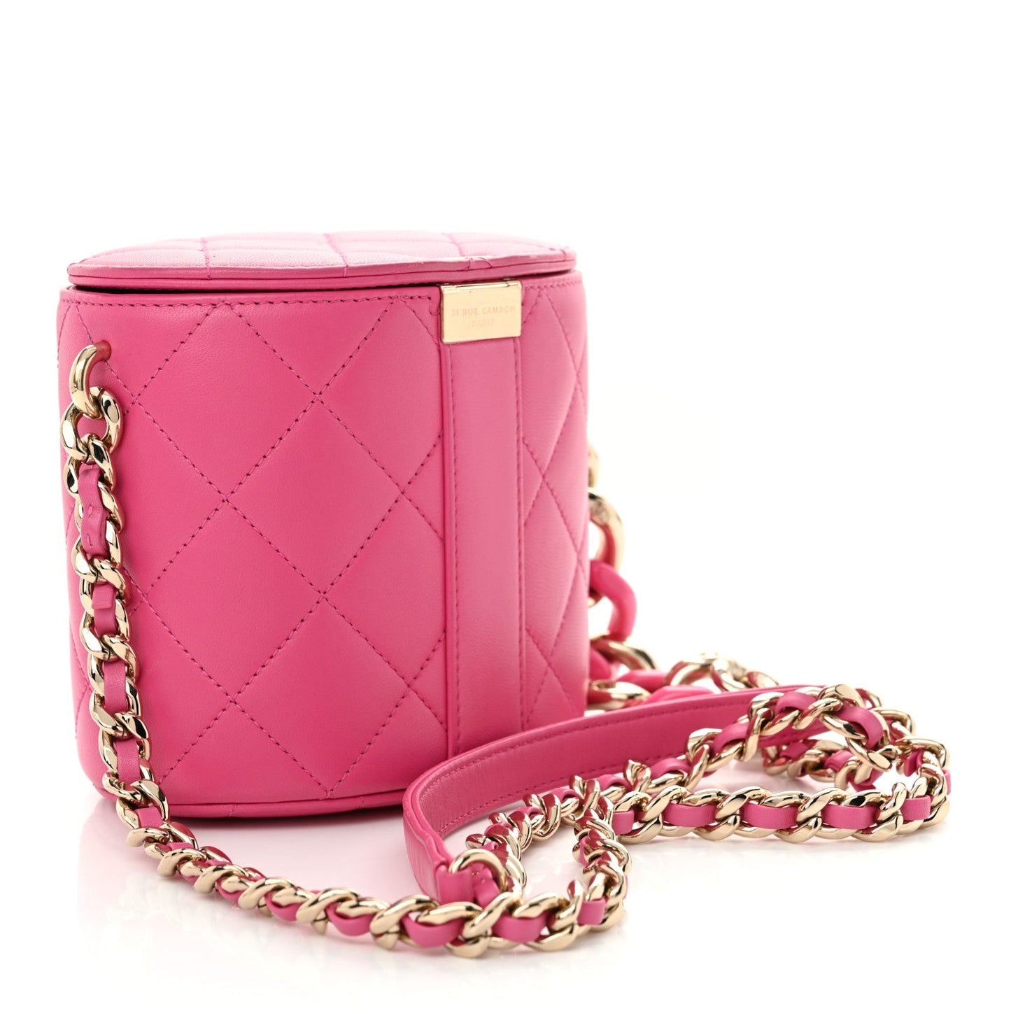Chanel Lambskin Resin Elegant Chain Vanity Case Dark Pink