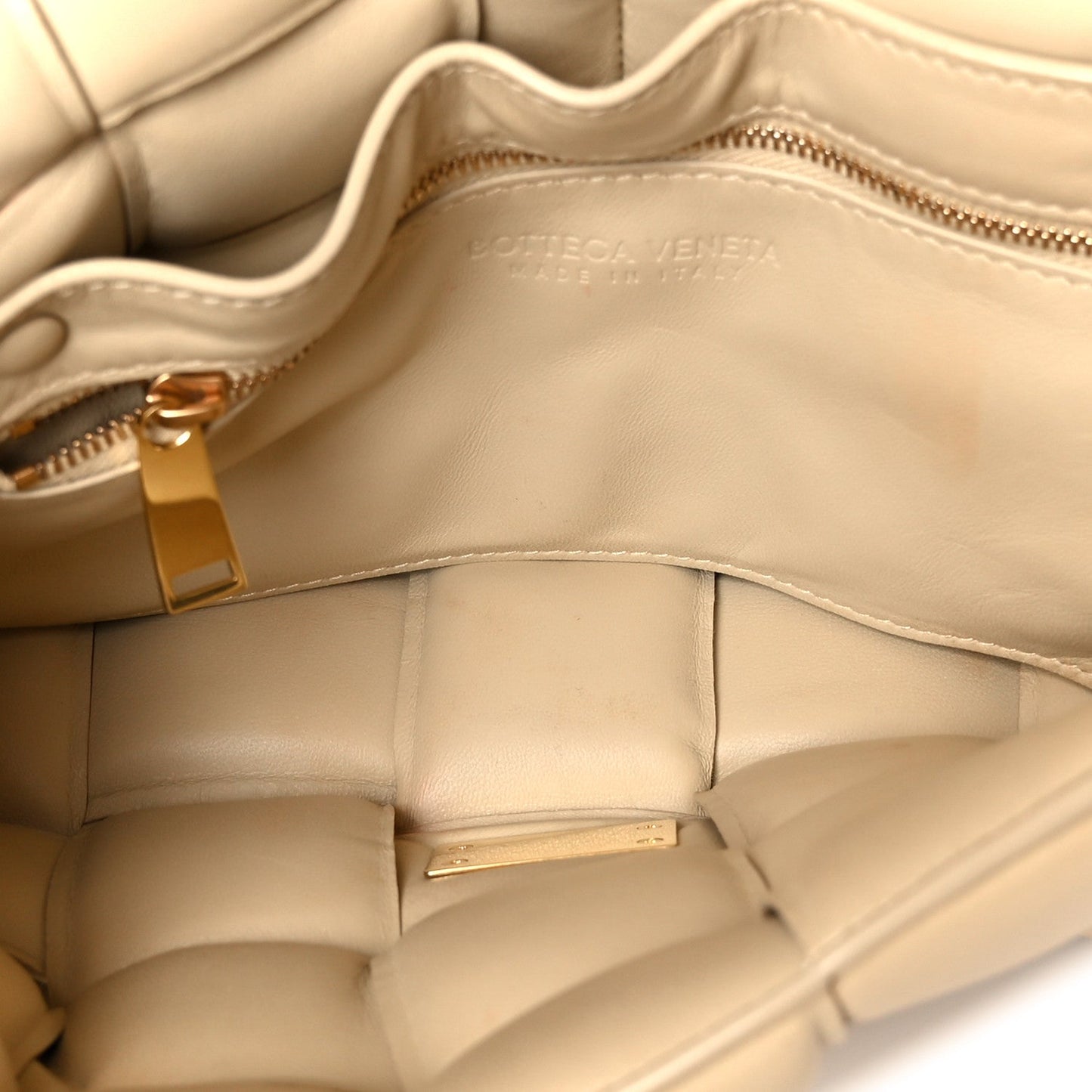 Bottega Veneta Lambskin Maxi Intreccio Padded Chain Cassette Crossbody Bag Porridge