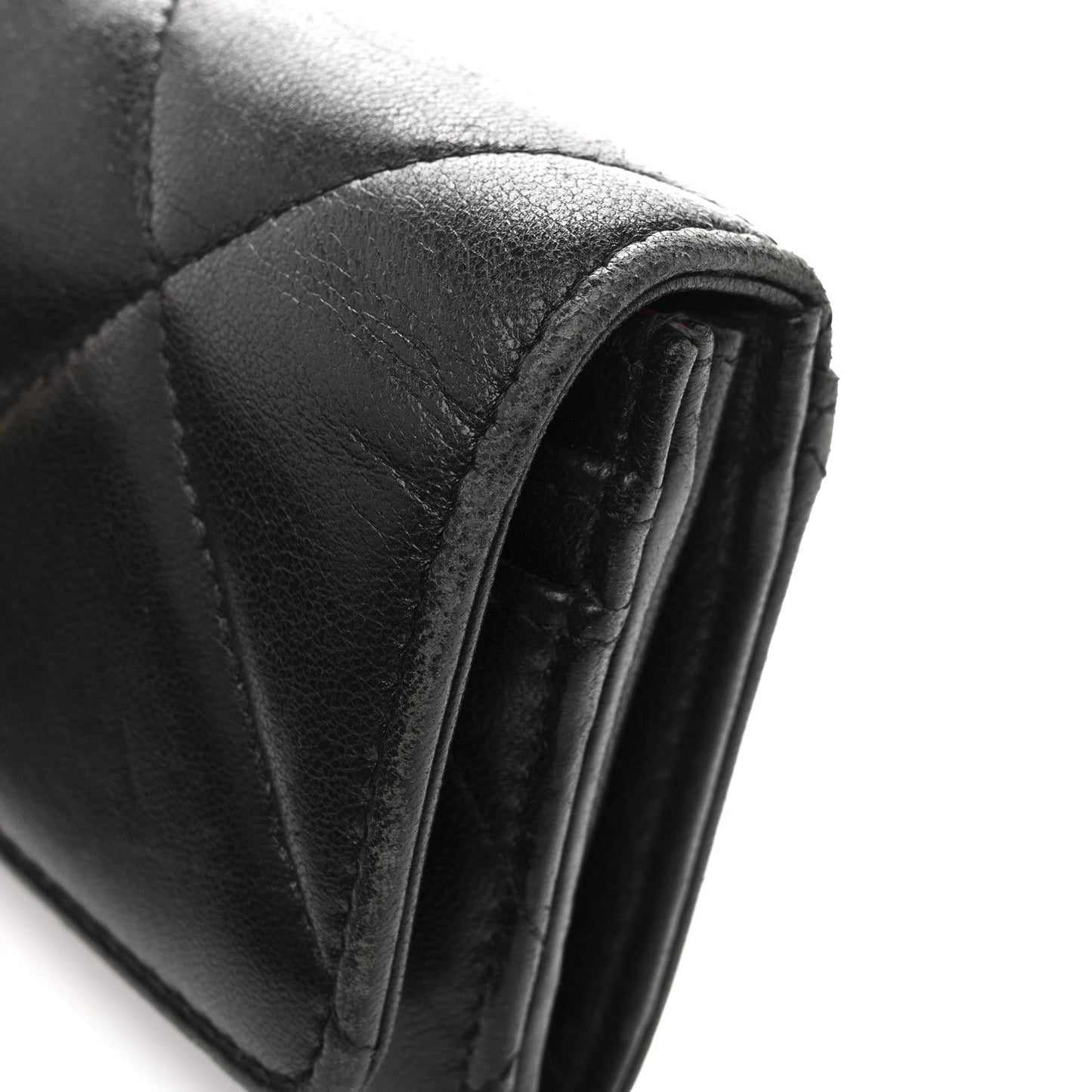 Chanel Shiny Goatskin Quilted Chanel 19 Flap Wallet Black