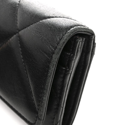 Chanel Shiny Goatskin Quilted Chanel 19 Flap Wallet Black