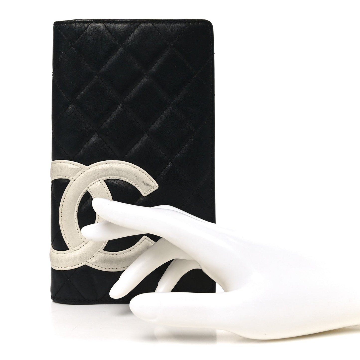 Chanel Calfskin Quilted Cambon Yen Wallet Black White