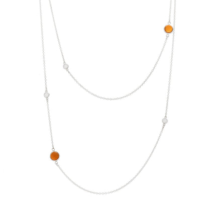 Tiffany Sterling Silver Diamond Orange Chalcedony Elsa Peretti Color By The Yard Sprinkle Necklace