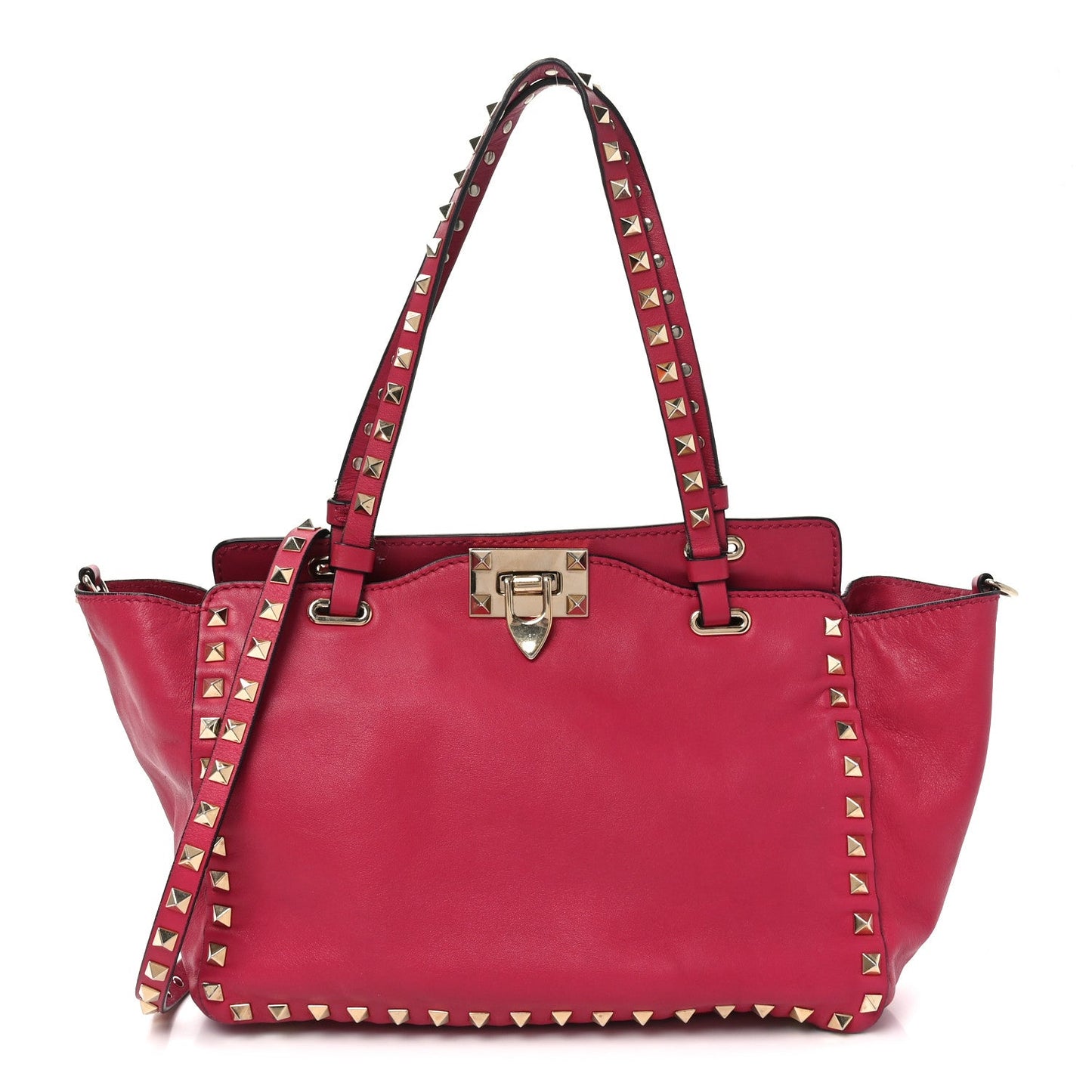 Valentino Garavani Vitello Small Rockstud Tote Cyclamin