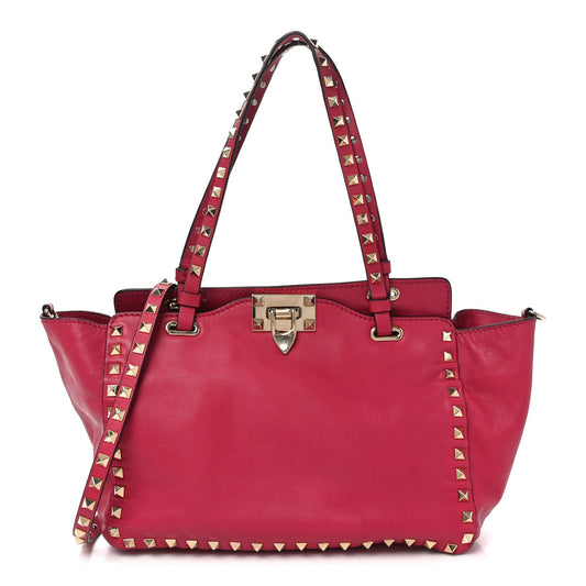 Valentino Garavani Vitello Small Rockstud Tote Cyclamin
