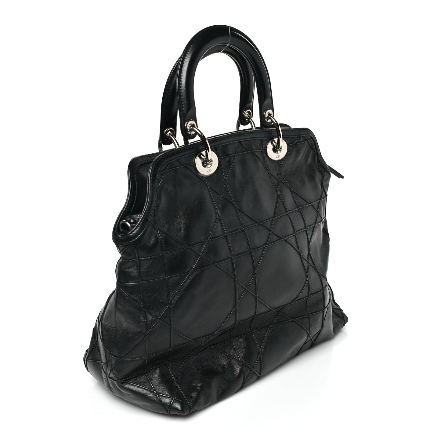 Christian Dior Lambskin Cannage Medium Granville Tote Black