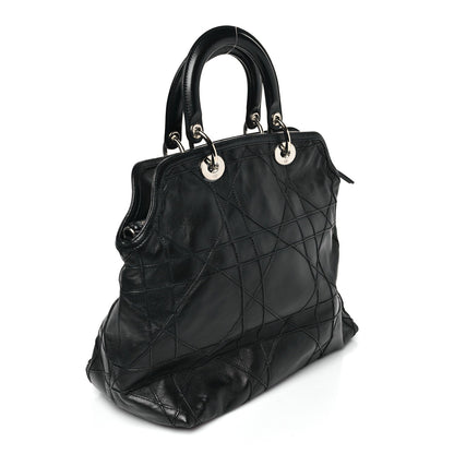 Christian Dior Lambskin Cannage Medium Granville Tote Black