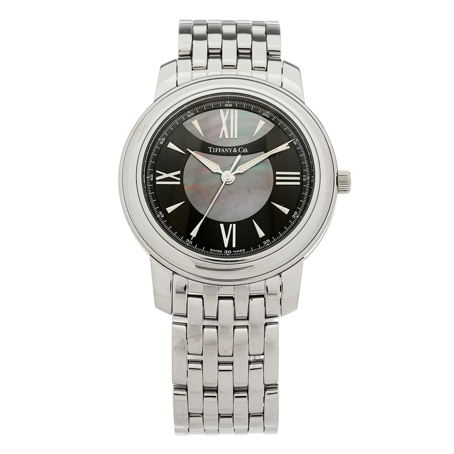 Tiffany Stainless Steel Black Mother of Pearl 37mm Mark Quartz Watch
