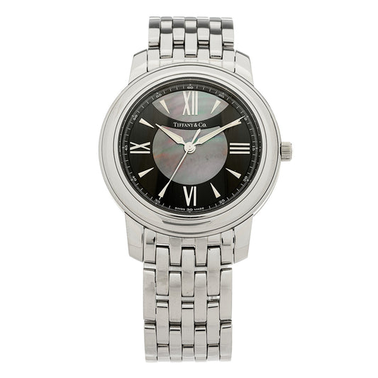 Tiffany Stainless Steel Black Mother of Pearl 37mm Mark Quartz Watch