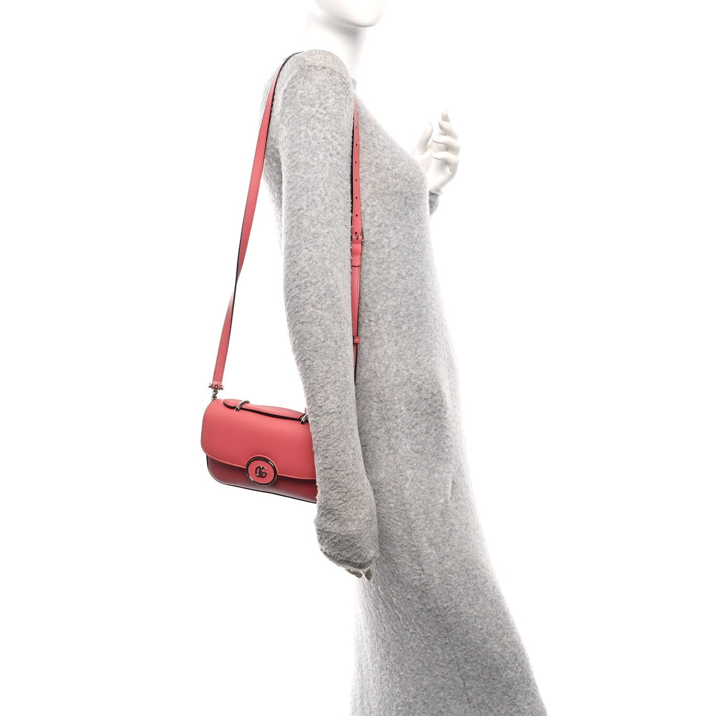 Gucci Senna Calfskin Petite GG Top Handle Shoulder Bag Pink