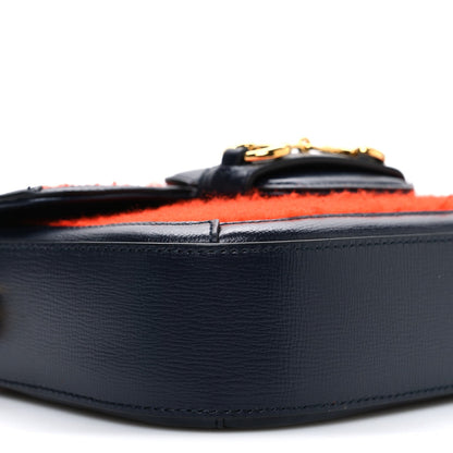 Gucci Casy Wool Azalea Calfskin Mini Horsebit 1955 Shoulder Bag Bitter Sweet Blue