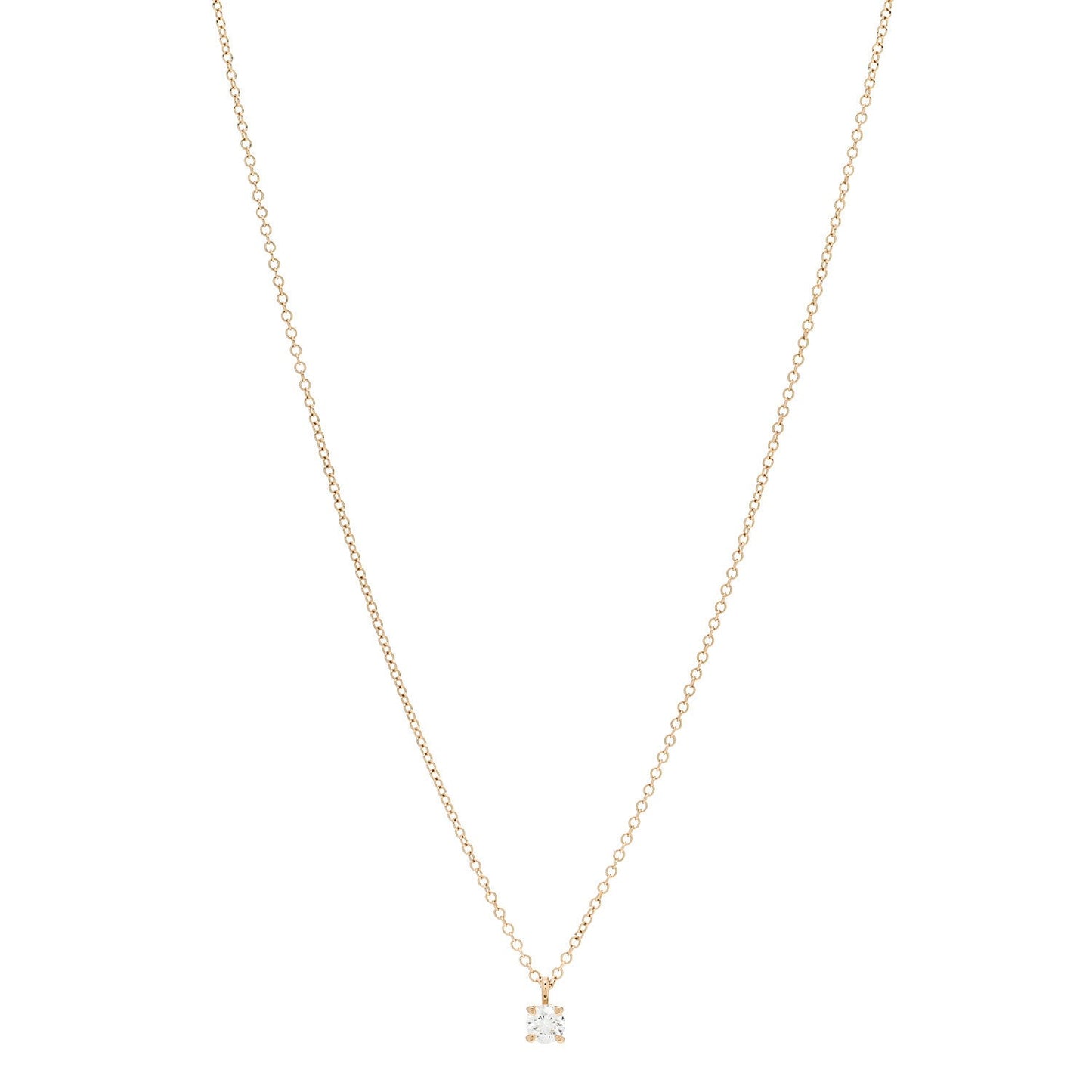 Tiffany 18K Rose Gold Diamond .17ct Solitaire Pendant Necklace