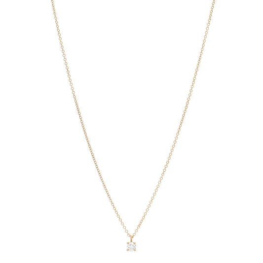 Tiffany 18K Rose Gold Diamond .17ct Solitaire Pendant Necklace