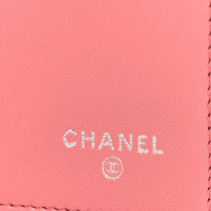 Chanel Lambskin Camellia Embossed Large Brilliant Flap Wallet Pink