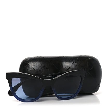 Chanel Acetate CC Cat Eye Summer Sunglasses 5350 Black Blue