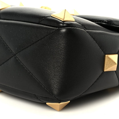 Valentino Garavani Nappa Medium Roman Stud Shoulder Bag Black