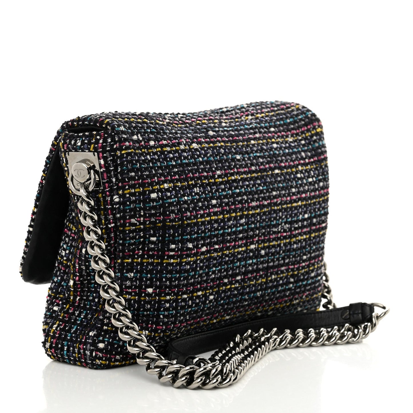 Chanel Tweed Small Messenger Flap Navy