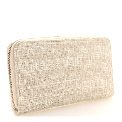 Chanel Lurex Canvas Deauville Medium Zip Around Wallet Beige