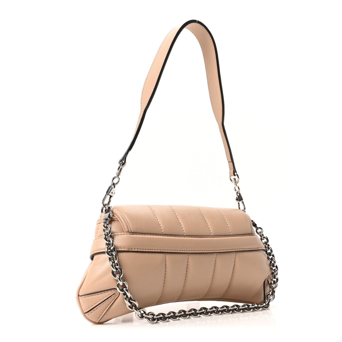 Gucci Nappa Vertical Matelasse Small Maxi Horsebit Chain Shoulder Bag  Rose Beige