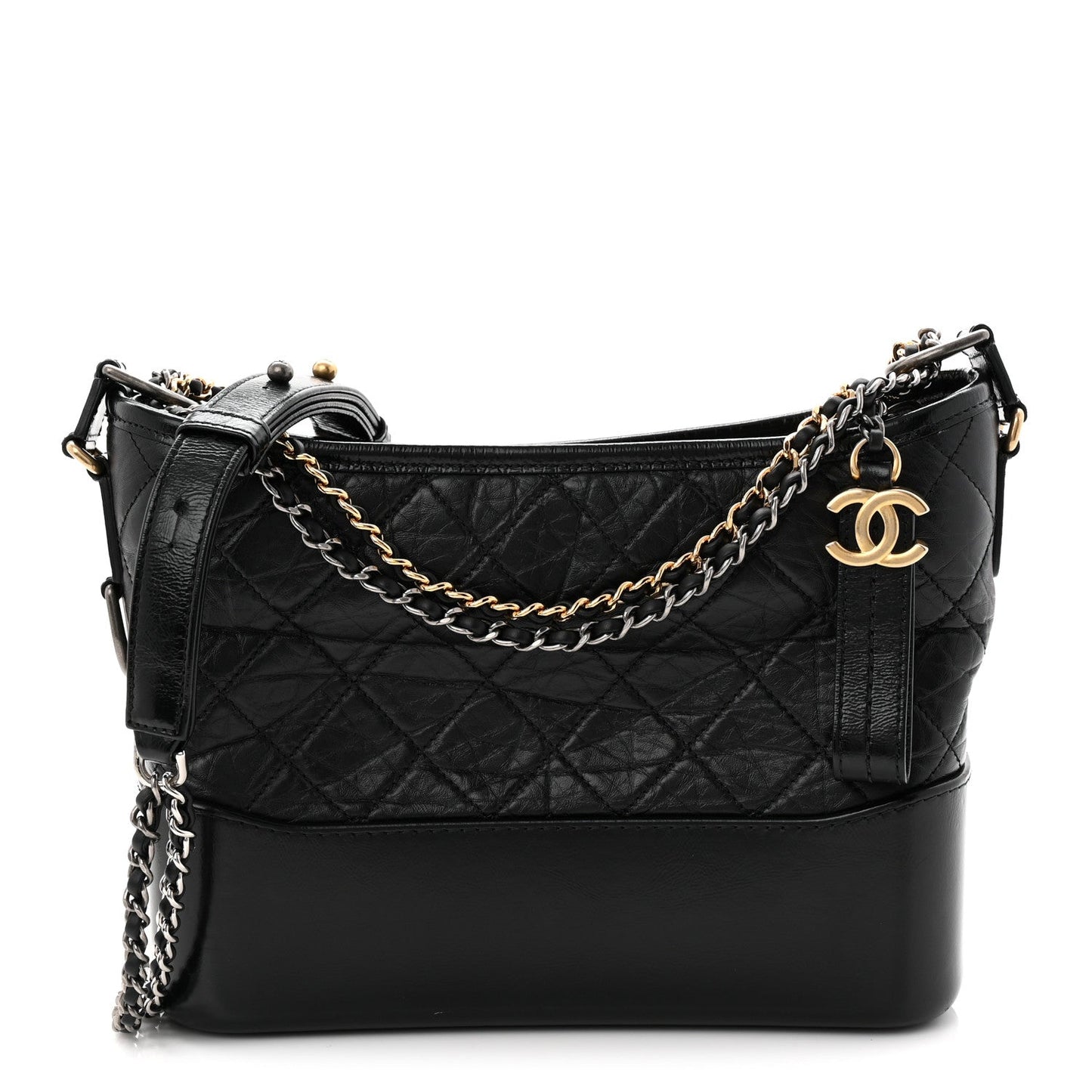 Chanel Aged Calfskin Quilted New Medium Gabrielle Hobo Black