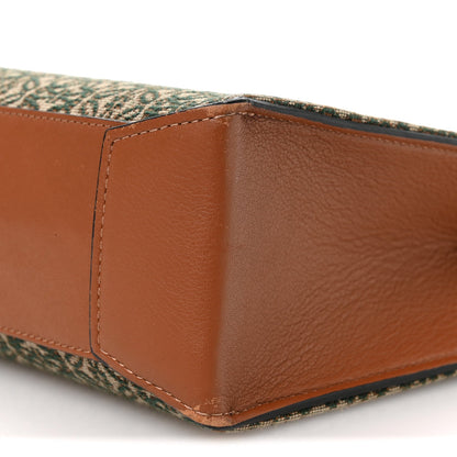 Loewe Jacquard Anagram Calfskin Buckle Tote Green