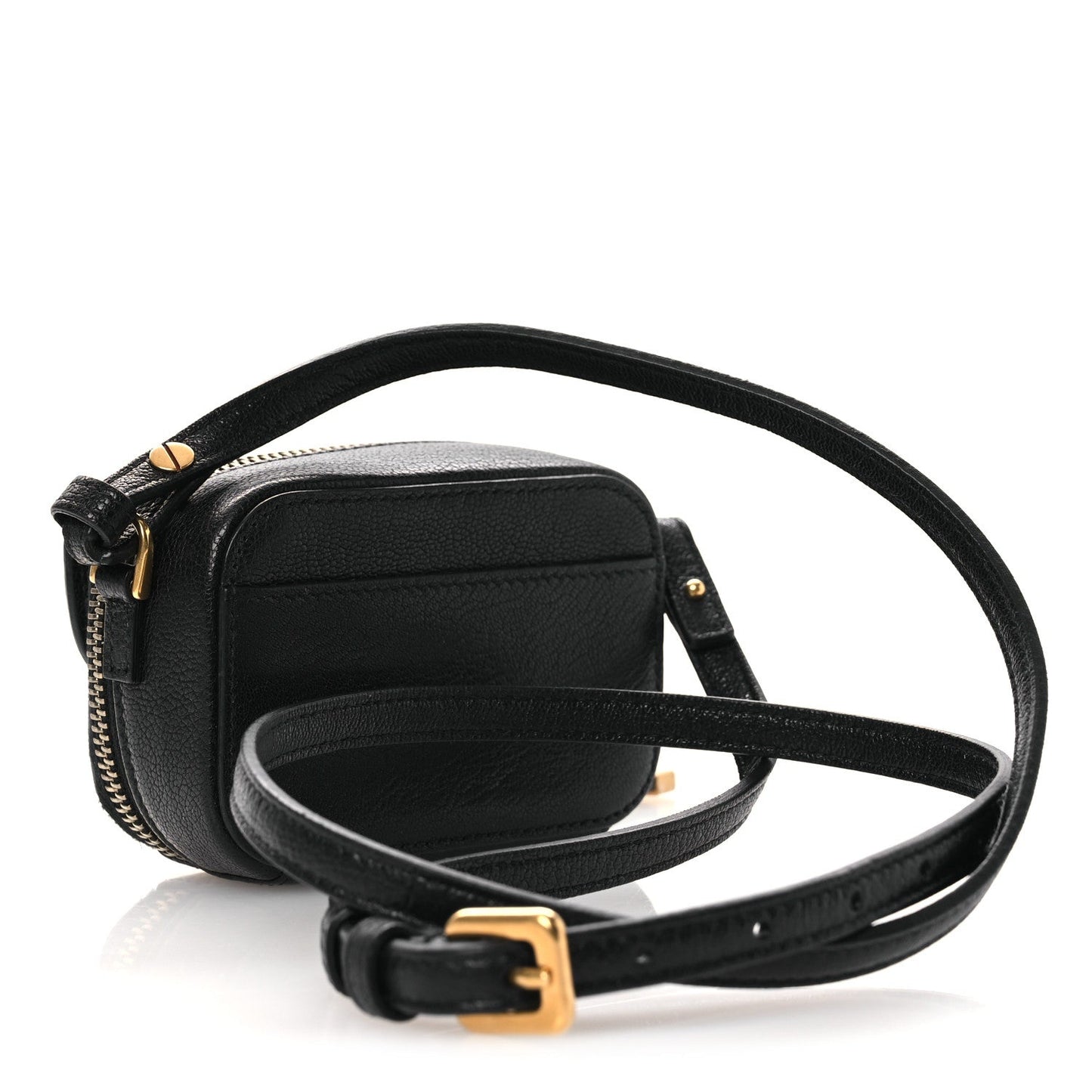 Christian Dior Goatskin Mini Saddle Shoulder Strap Pouch Black