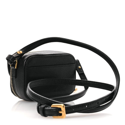 Christian Dior Goatskin Mini Saddle Shoulder Strap Pouch Black