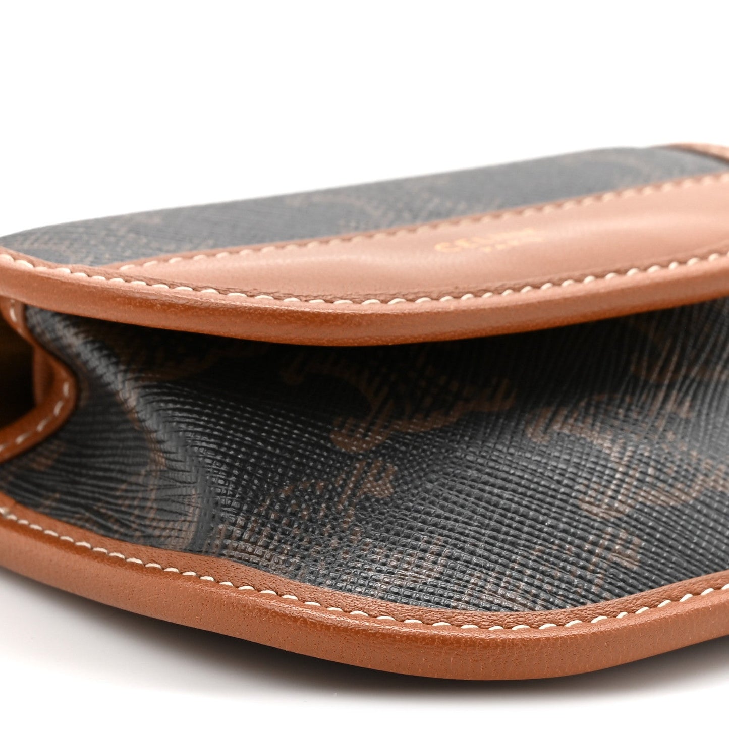Celine Canvas Calfskin Triomphe Airpod Case Tan