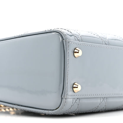 Christian Dior Patent Cannage Mini Lady Dior Grey Stone