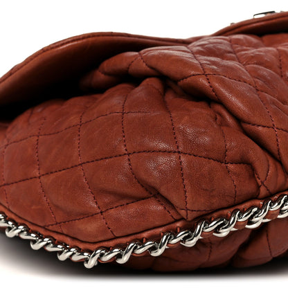 Chanel Washed Lambskin Quilted Medium Chain Around Messenger Brown