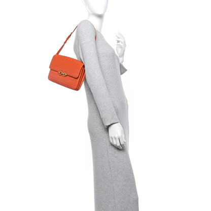 Saint Laurent Lambskin Carre Quilted Le Maillon Satchel Orange