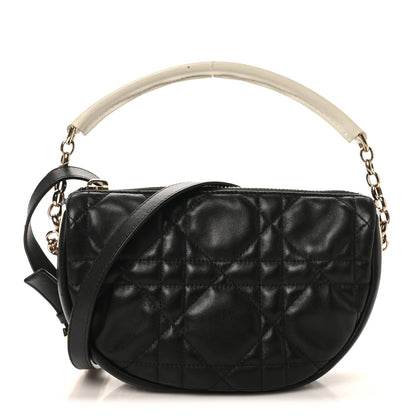 Christian Dior Lambskin Cannage Small Dior Vibe Hobo Bag Black