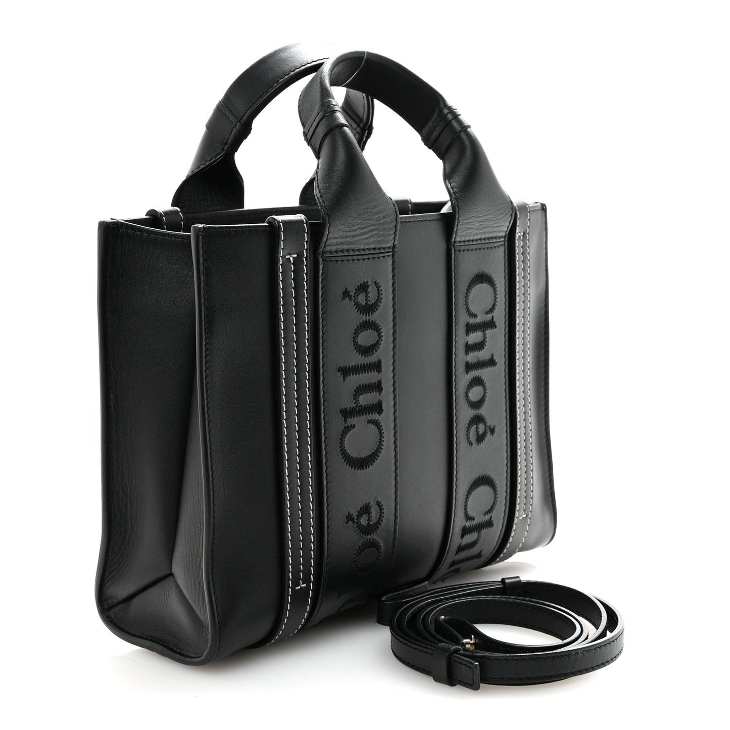 Chloe Calfskin Small Woody Tote Black