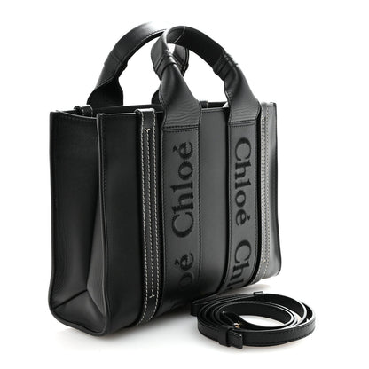 Chloe Calfskin Small Woody Tote Black