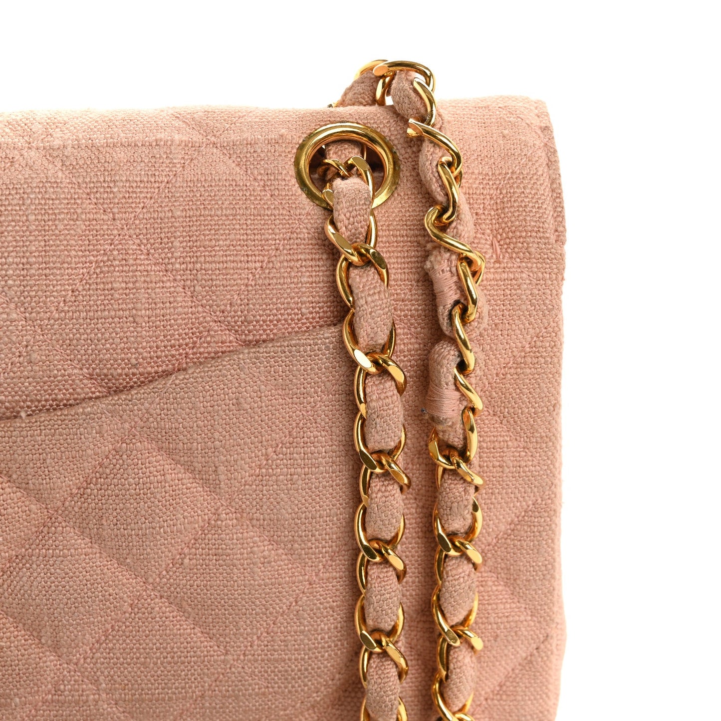 Chanel Canvas Quilted Small Double Flap Light Pink