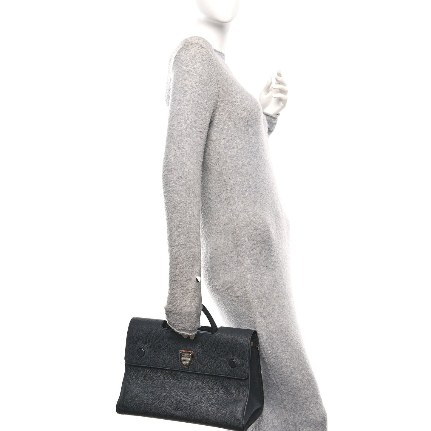 Christian Dior Grained Calfskin Large Diorever Flap Black