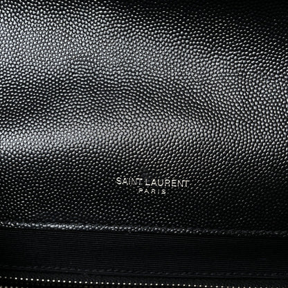 Saint Laurent Grain De Poudre Textured Mixed Matelasse Large Triquilt Monogram Satchel Black